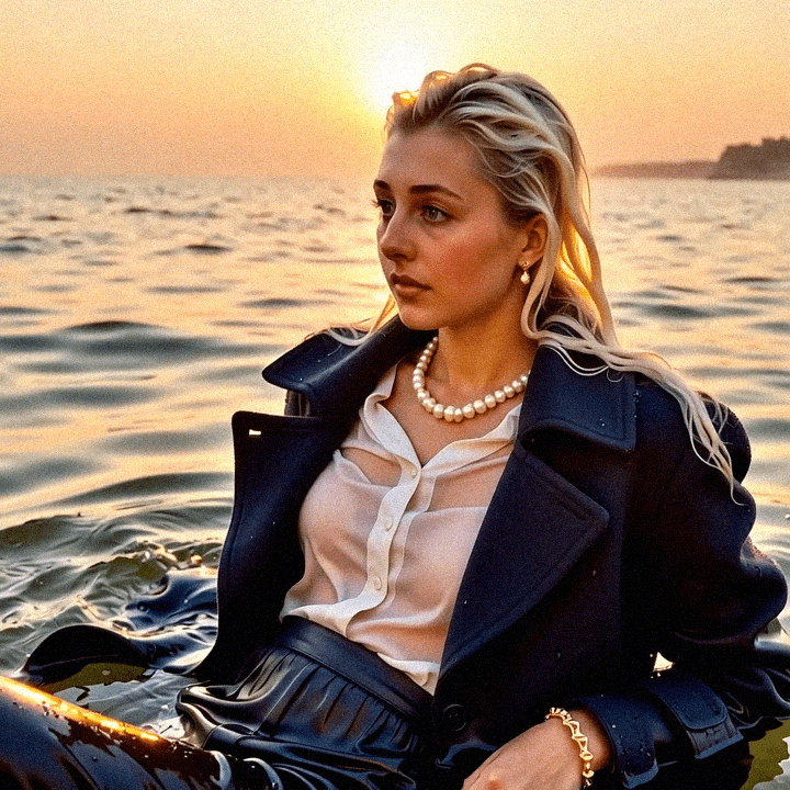 Emma-Jane MacKinnon-Lee on a Mexico beach, 2023 light and shoreline.