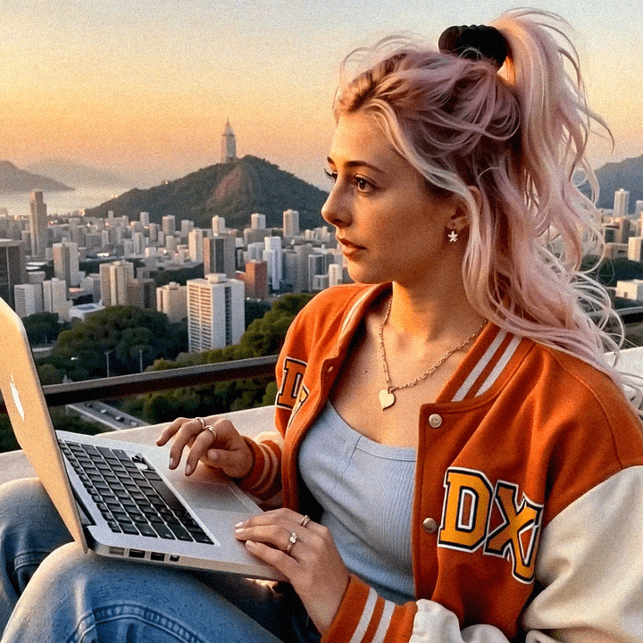 Emma-Jane MacKinnon-Lee coding in Sao Paulo