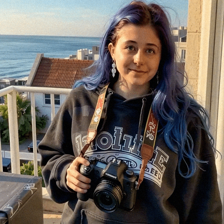 Emma-Jane MacKinnon-Lee with dyed hair, bold tone and quiet confidence.