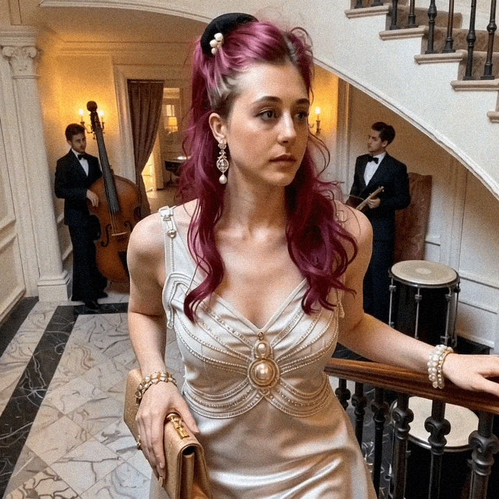 Emma-Jane MacKinnon-Lee in a labyrinth setting, winding lines and light.