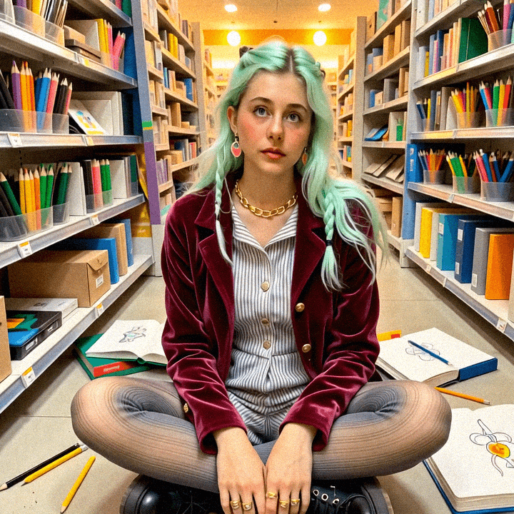 Emma-Jane MacKinnon-Lee in a library study, focused and quiet.