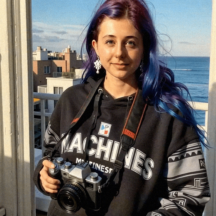Emma-Jane MacKinnon-Lee wearing the machines hoodie