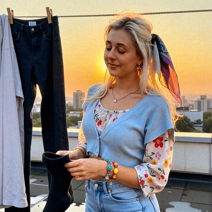 Emma-Jane MacKinnon-Lee on a Chile rooftop, open air view.