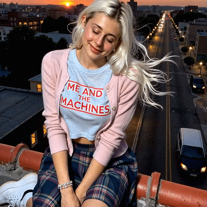 Emma-Jane MacKinnon-Lee, hair in the wind, rooftop session